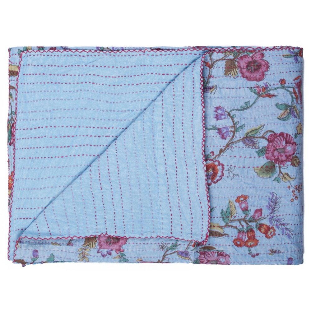 Taj Hotel Home Decor Kantha Cotton Throw | 1-Piece | Multicolor | 50"x70"